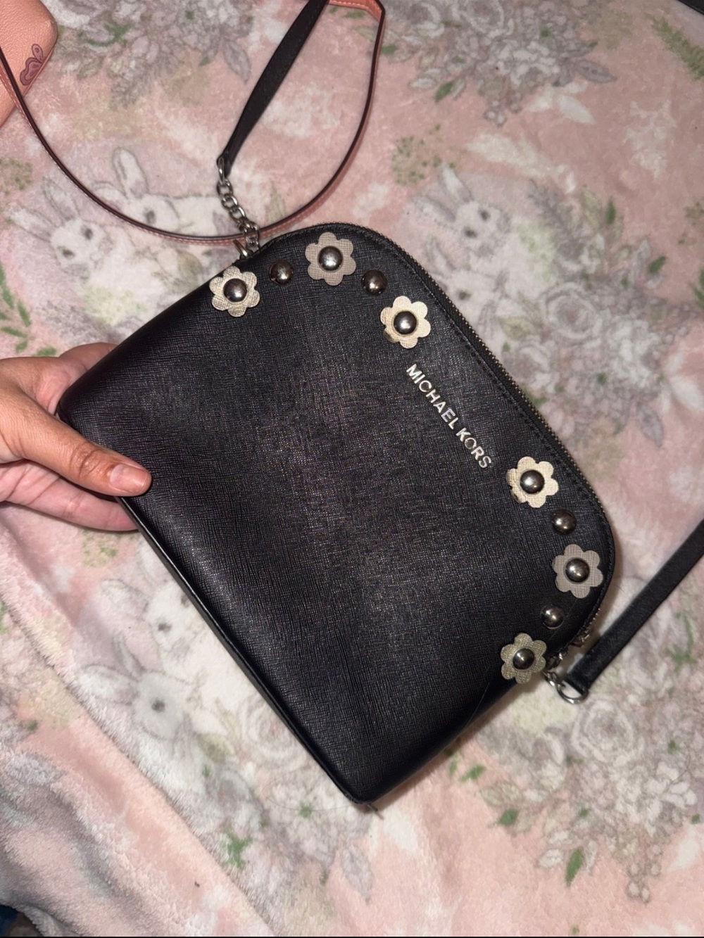 Michael Kors Black Floral Accent Crossbody
